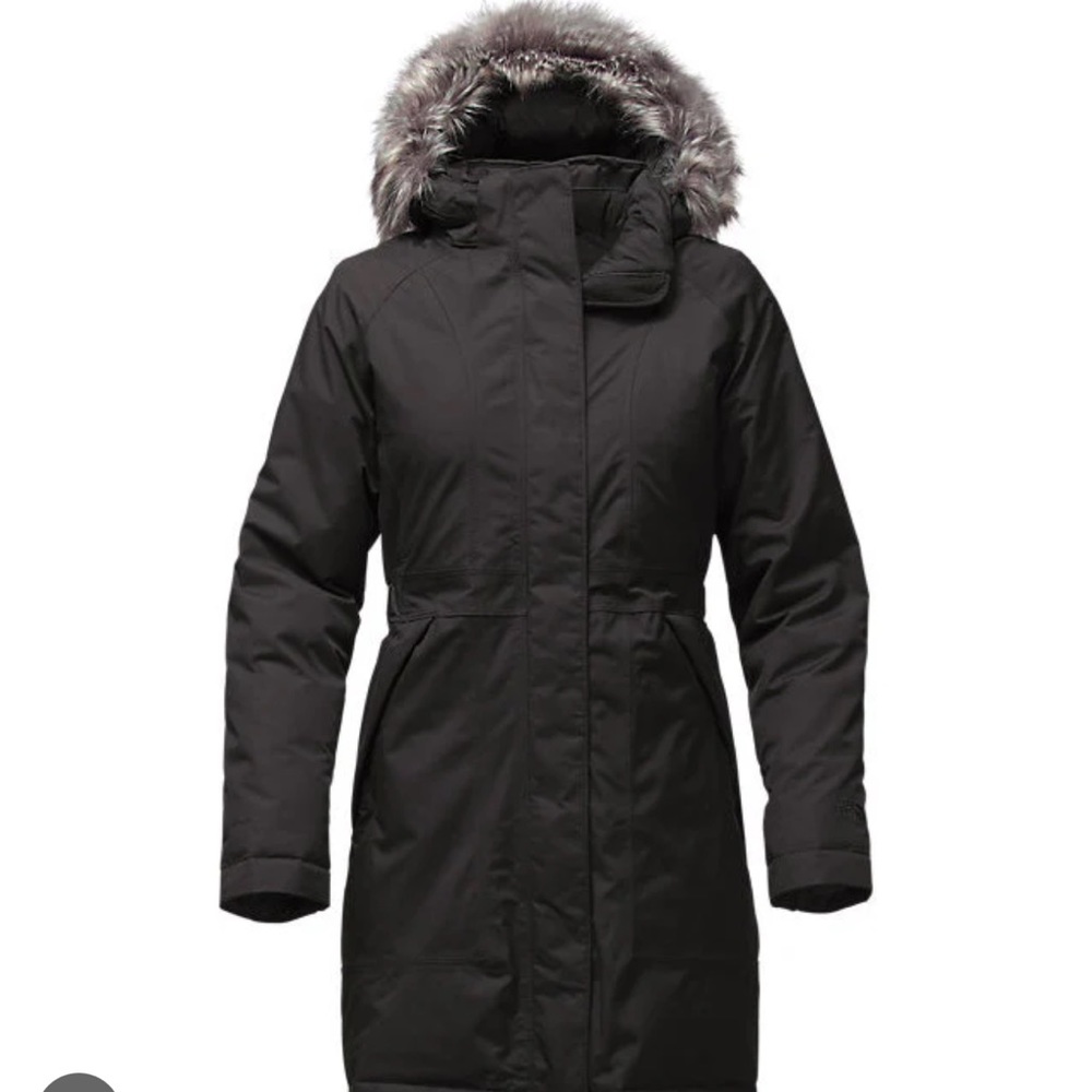 The North Face Women’s Arctic Parka Black W/ Removable Grey Fur Trim Size Small